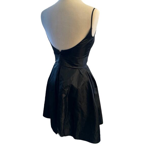 Lazaro Taffeta Black Dress Embellished Party A Line 8 Formal Glam Cocktail Guest - Picture 8 of 8